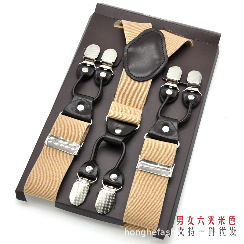 Picture of Cross-Border Supply Men's Suspenders Six-Clip Suspenders Elastic Adjustable Fat People Suspenders Men and Women Suspenders