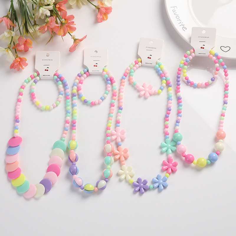 Picture of Korean version of candy color necklace children's spot jewelry beads necklace bracelet two-piece set Yiwu jewelry wholesale