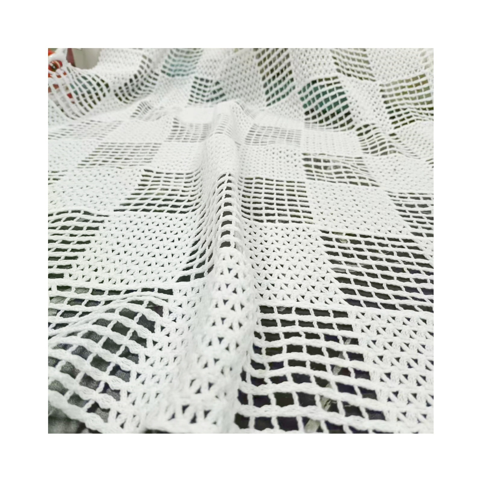 Picture of Polyester three-dimensional hollow fabric large square water-soluble white embroidered imitation hand hook lace handmade DIY accessories lace