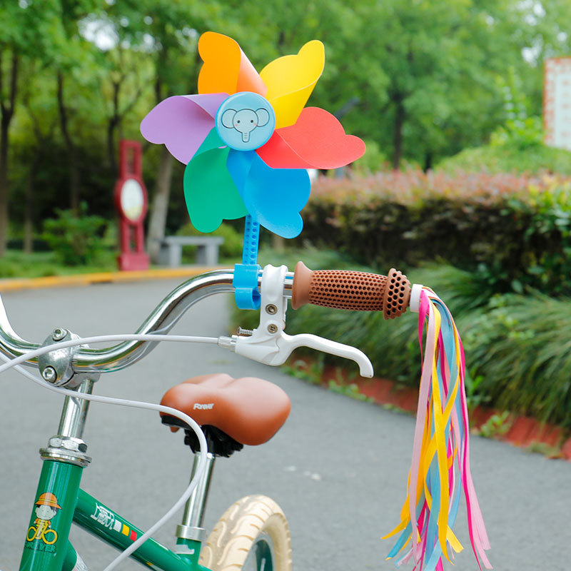 Picture of Children's bicycle decoration scooter rotating color windmill with buckle tassel spike with riding handle accessories