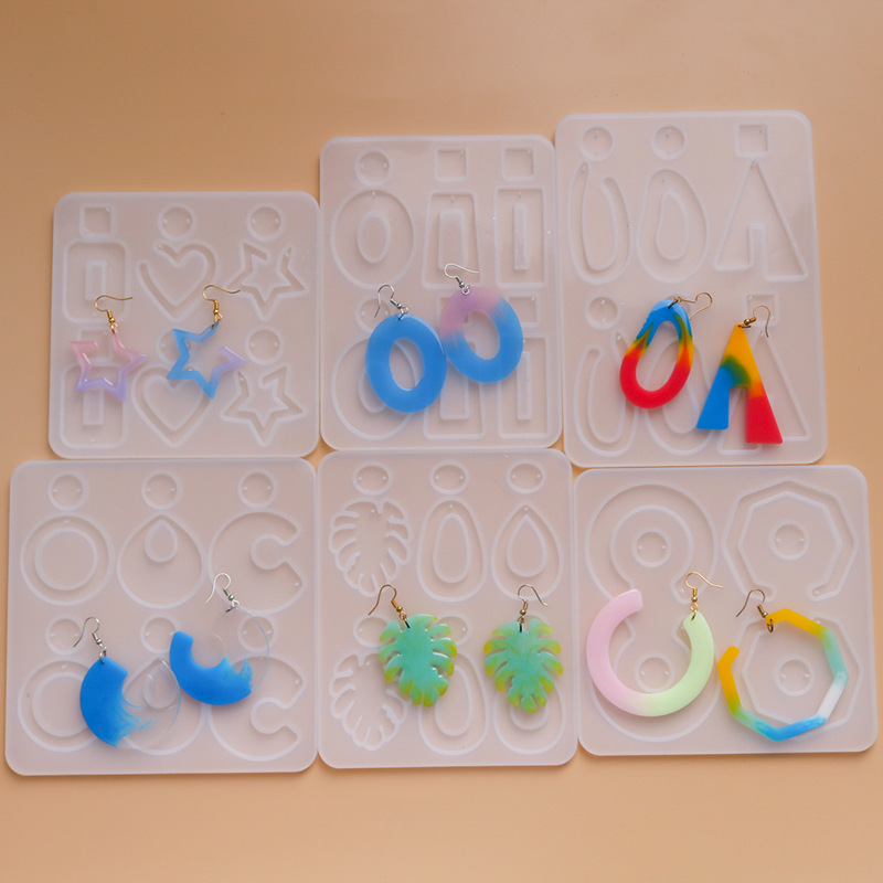 Elation diy Crystal epoxy earrings ear pendant mold geometric collection mold resin ring making