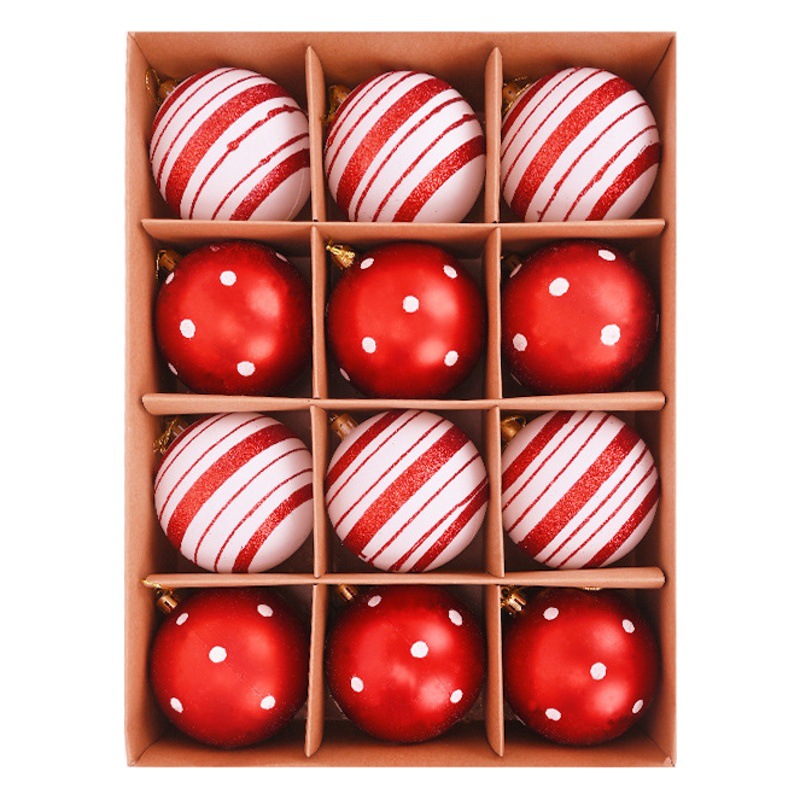 Cross-border Christmas ball 8cm red hand-painted electroplated ball ball ball hanging ball shopping mall living room Christmas tree decorations