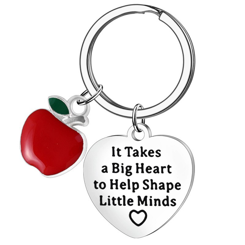 Europe and the United States hot Teacher's Day Teacher Apple jewelry graduation season new heart-shaped stainless steel keychain