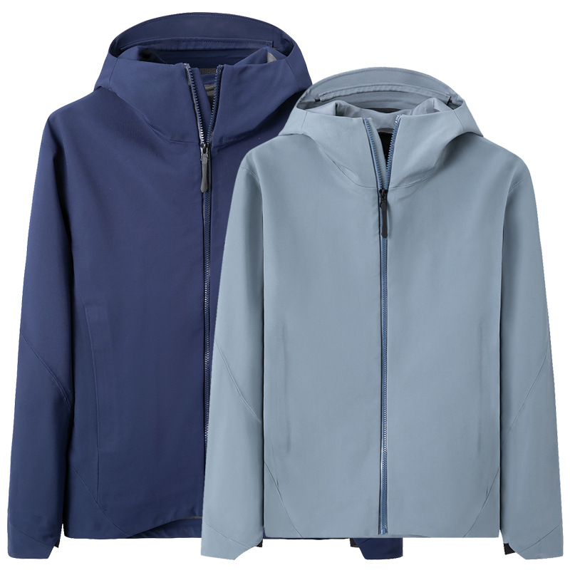 Single-Layer Jacket Spring & Fall Thin Waterproof Jacket for Men and Women Warm Ski Mountaineering Clothing Long-Sleeved Heat-Sealed Jacket Hooded