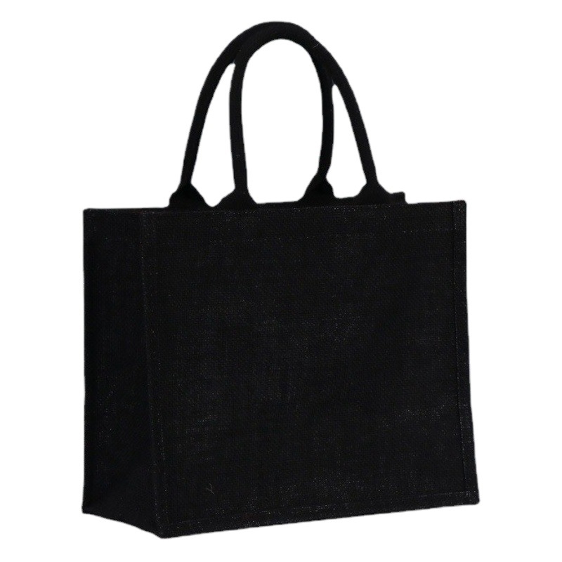 Black Linen Bag Wholesale Printed Logo Linen Cotton Linen Jute Handbag Large Capacity Tote Bag Muji
