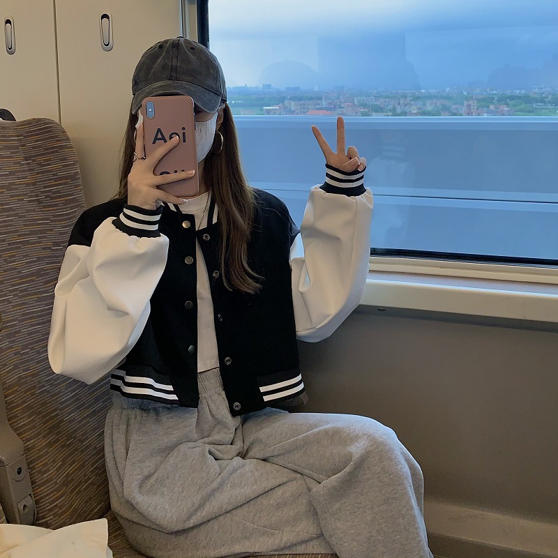 Picture of Short Coat Women's Autumn and Winter 2023 New Korean Style Women's Long Sleeve Age-reducing Jacket for Small Men Baseball Clothes