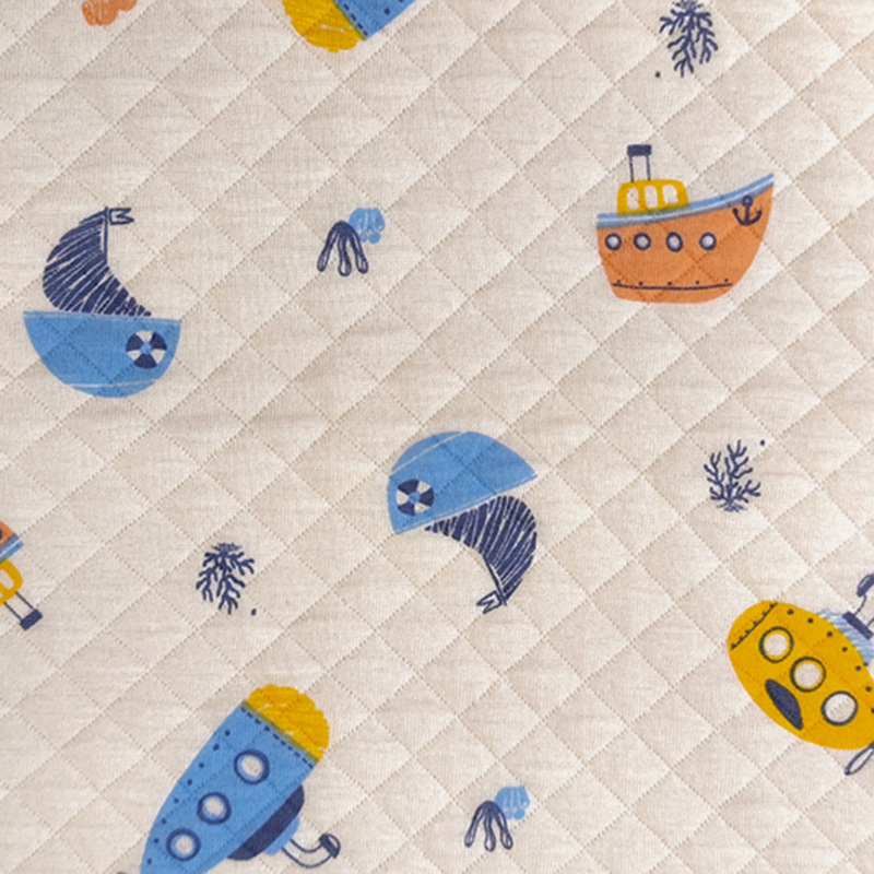 Picture of Original White Diamond Lattice Jacquard Air Layer Printed Baby Quilted Fabric Baby Jumpsuit Sleeping Bag Quilted Fabric