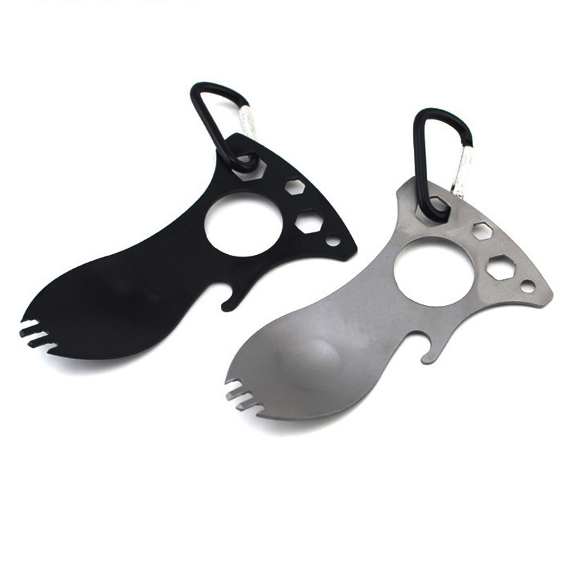 Picture of Outdoor Portable Tools Camping Equipment Outdoor Multifunctional Emergency Stainless Steel Spoon Fork Bottle Opener Wrench