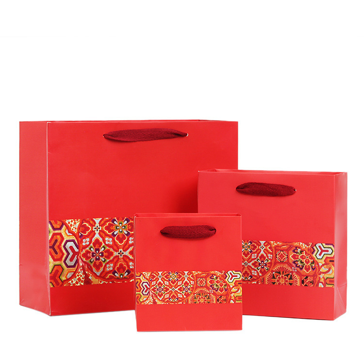 Exquisite red ethnic style gift bag paper bag handbag bag back gift bag gift bag