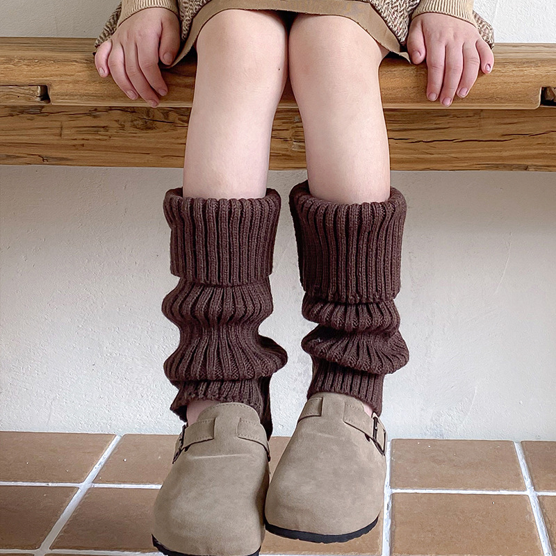 Picture of Socks Women's Autumn and Winter Children's Flip Wool Stacking Socks Thick Needle Thickened Grey Warm Korean Girl's All-match Middle Tube