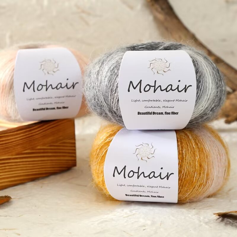Colorful Gradient Hand-Dyed Mohair 25g for DIY Knitting Sweaters, Hats, Scarves, Yarn Skeins, Fancy Style