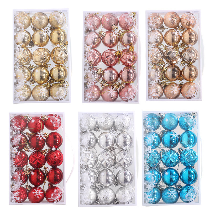 Cross-border wholesale electroplating Christmas ball multi-shape 4cm 15PCs set Christmas ball plastic ball Christmas tree decoration