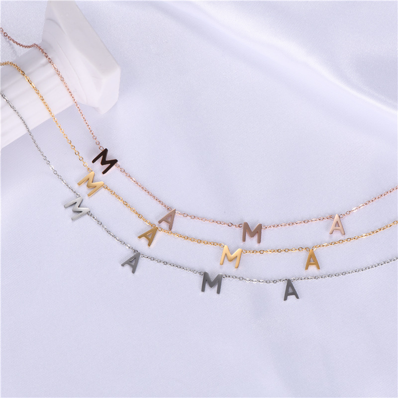 Picture of Europe and the United States cross-border MAMA NANA LOVE stainless steel titanium steel necklace Mother's Day ladies manufacturers jewelry wholesale