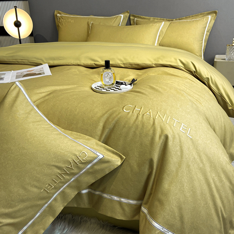 Picture of Light luxury embroidery thickened brushed bedding four-piece quilt cover quilt cover bed sheet three-piece fitted sheet factory wholesale