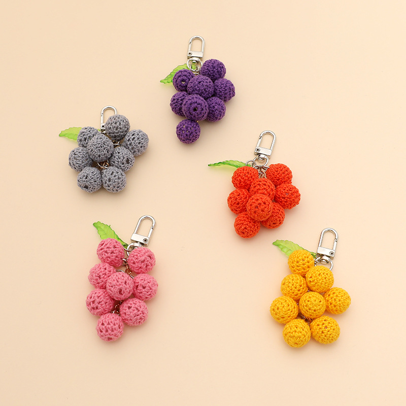 Korean Style ins Knitted Wool Jufeng Grape Keychain airpods Protective Case Keychain Bag Pendant Accessories