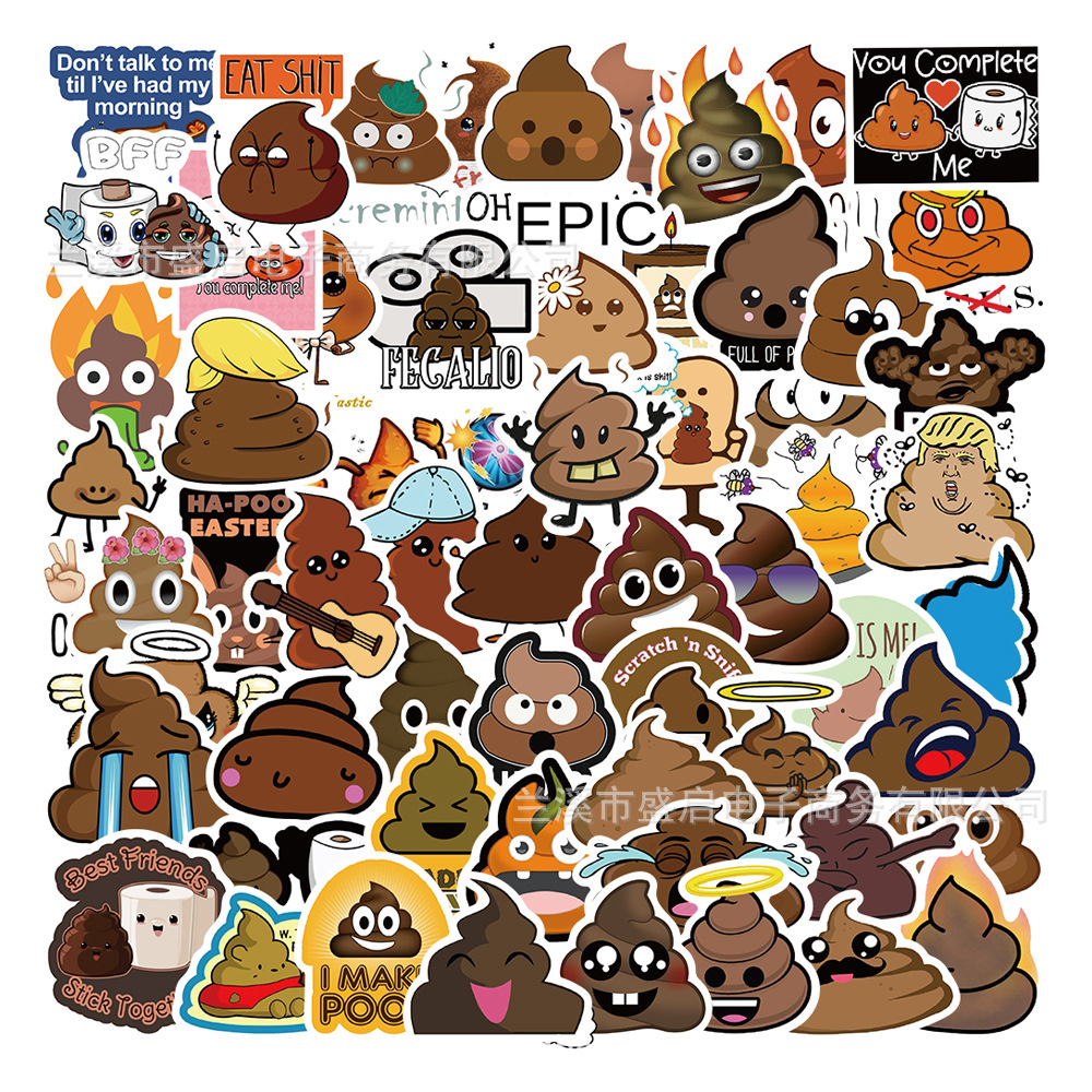 60 cartoon stool stickers luggage laptop toy funny decorative waterproof DIY cross-border stickers