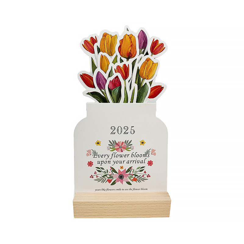 Picture of 2025 year of the snake creative fashion wooden small desk calendar beech small calendar wooden frame base calendar in stock wholesale