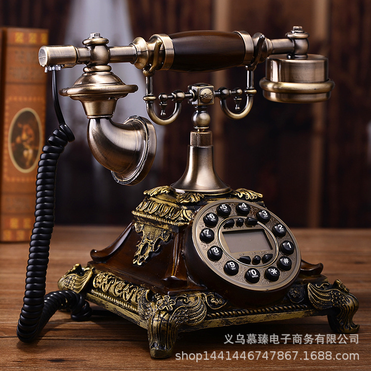 Picture of European retro telephone pastoral fashion creative home landline office cable to show antique antique telephone