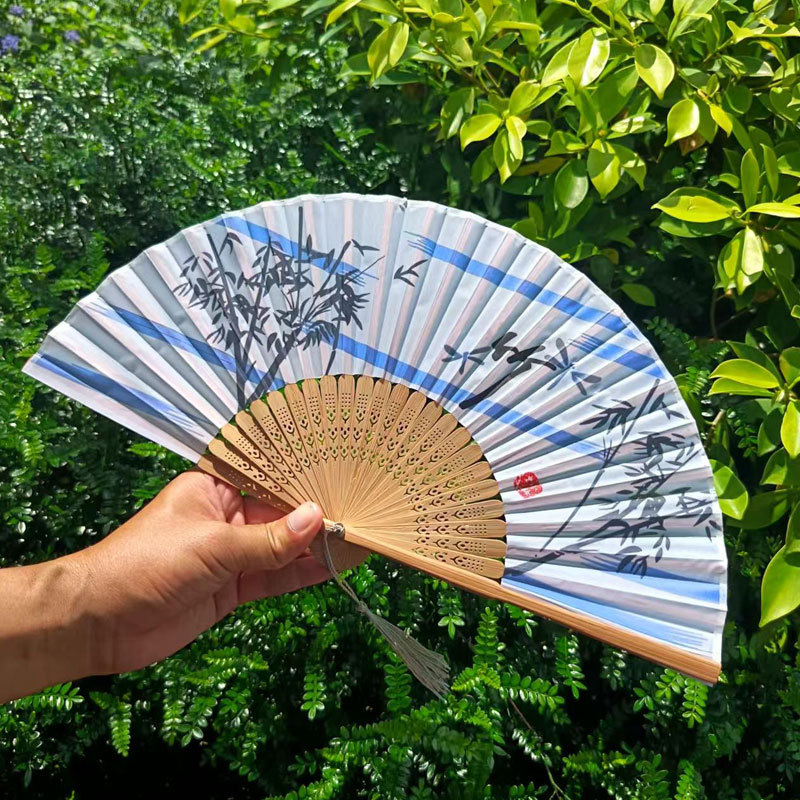 Picture of Folding Fan Bamboo Ancient Fan Student Girl Chinese Style Small Fan Scenic Spot Export Wholesale Retail Gift Decorative Fan