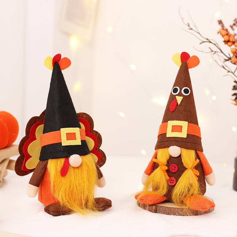 Picture of Halloween decorations cute wind turkey faceless old man doll ornaments Thanksgiving party doll ornaments