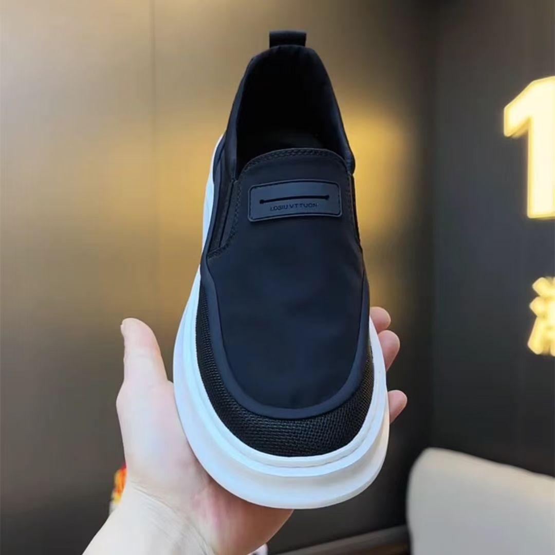 Canvas Men's Shoes Summer Trendy Breathable Men's Sports Casual Canvas Sneakers Black Slip-on Lazy Men's Cloth Shoes