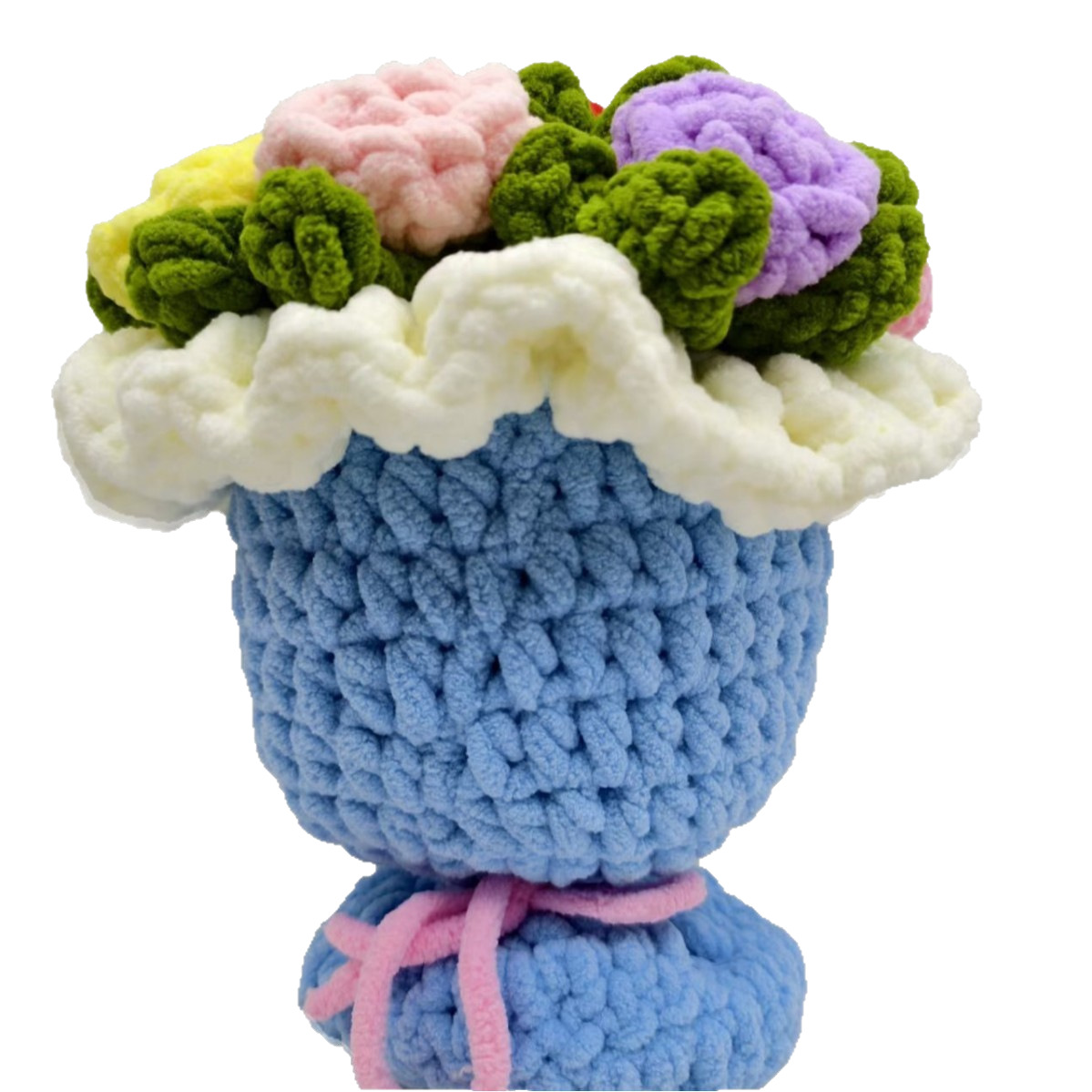 Picture of Hand-Knitted Ice Line Hand-Held Rose Bouquet Finished Product, Homemade Crochet Material as a Gift for Your Girlfriend on Goddess' Day