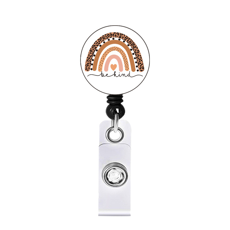 Picture of Rainbow Mental Health Retractable Alligator Clip Easy Pull Buckle Nurse Decoration Badge Reel ID Card Holder