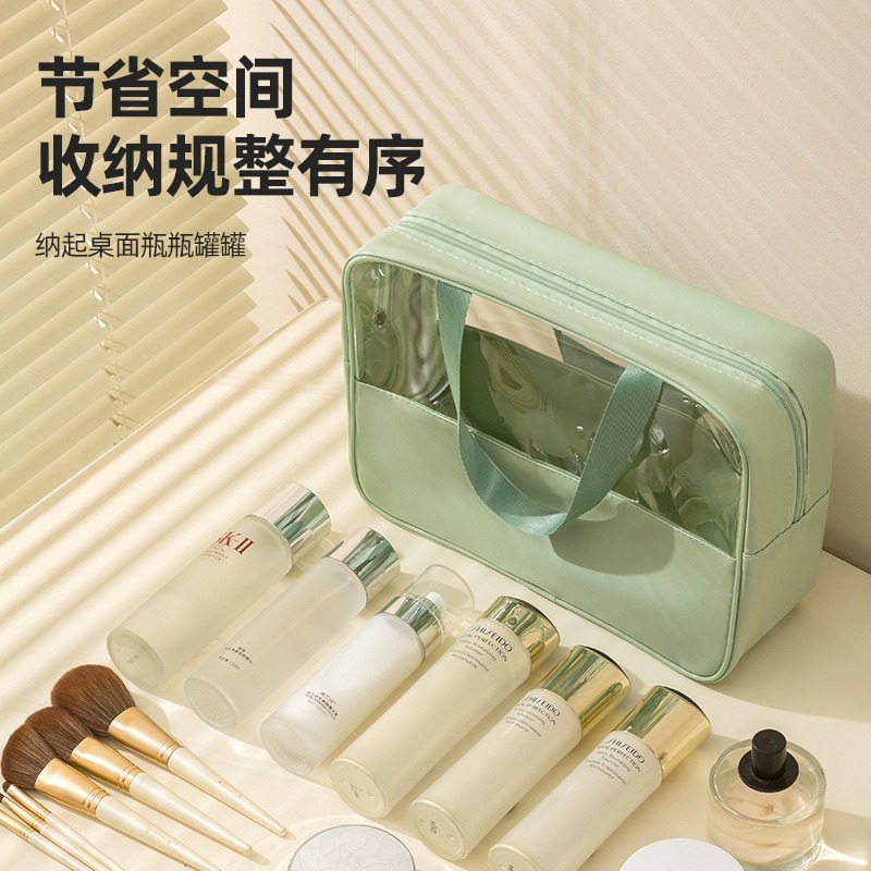Picture of Portable Transparent Cosmetic Bag, Large Capacity, Portable Waterproof Toiletry Bag, Multi-Functional Storage Bag, Transparent Splicing