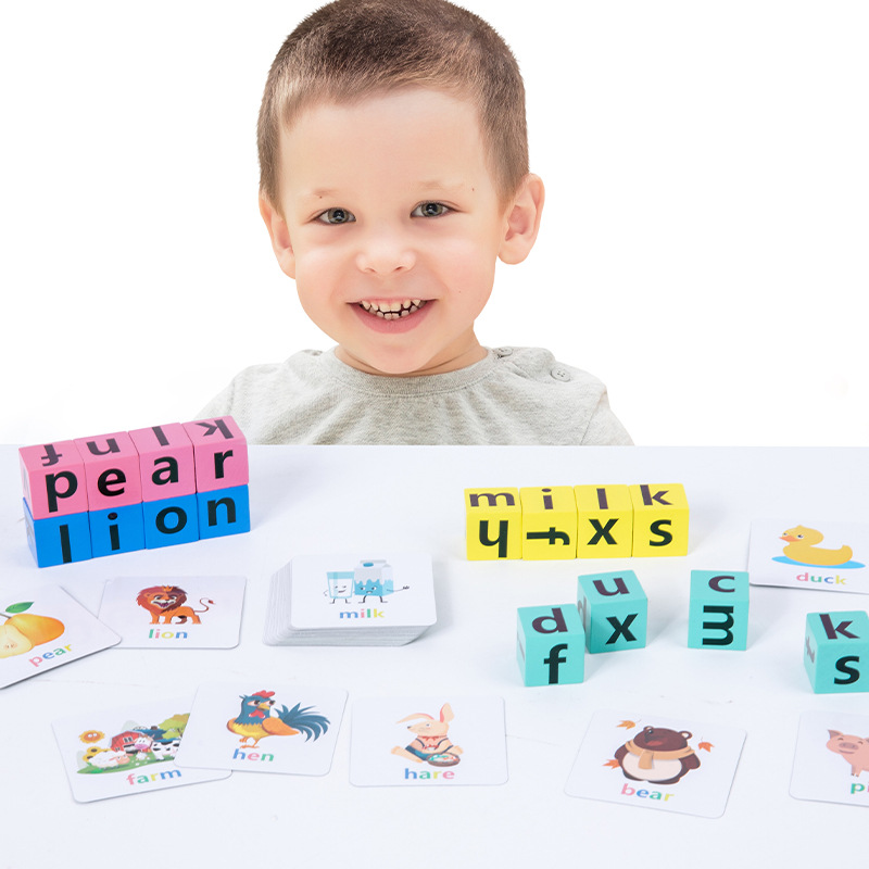 Picture of Children's English Card Spelling Word Battle Face-changing Rubik's Cube Parent-child Interactive Desktop Games Baby Educational Toys