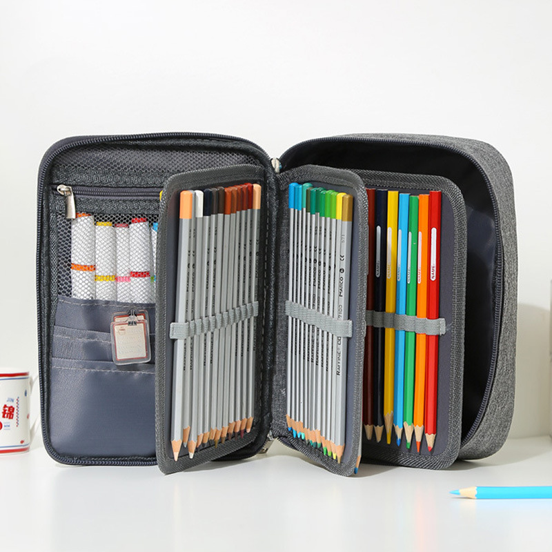 Picture of 72 Hole Sketch Pen Storage Bag Amazon Hot Student Pencil Bag Three-Layer 24 Hole 48 Hole Pencil Stationery Storage Bag