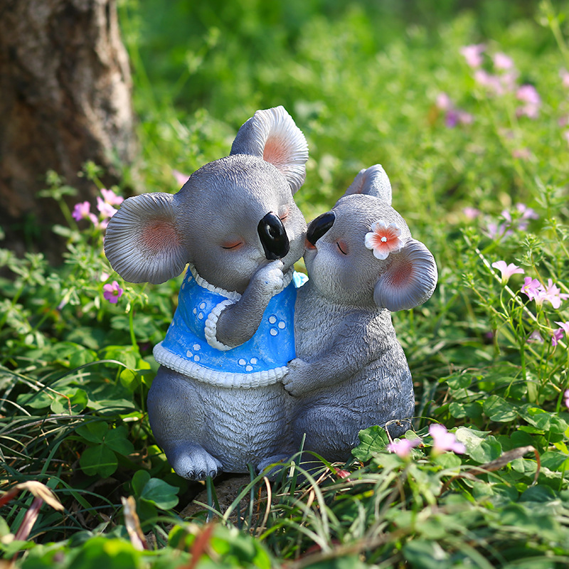 Picture of Garden Cartoon Couple Rabbit Koala Ornaments Outdoor Garden Courtyard Villa Farm Landscape Decoration Crafts