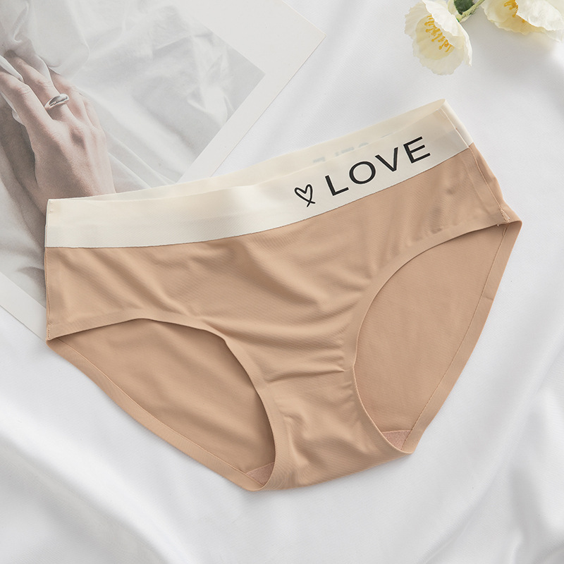 Picture of Naked seamless simple letter sporty women's underwear ice silk breathable mid-waist hip girl's quick-drying briefs