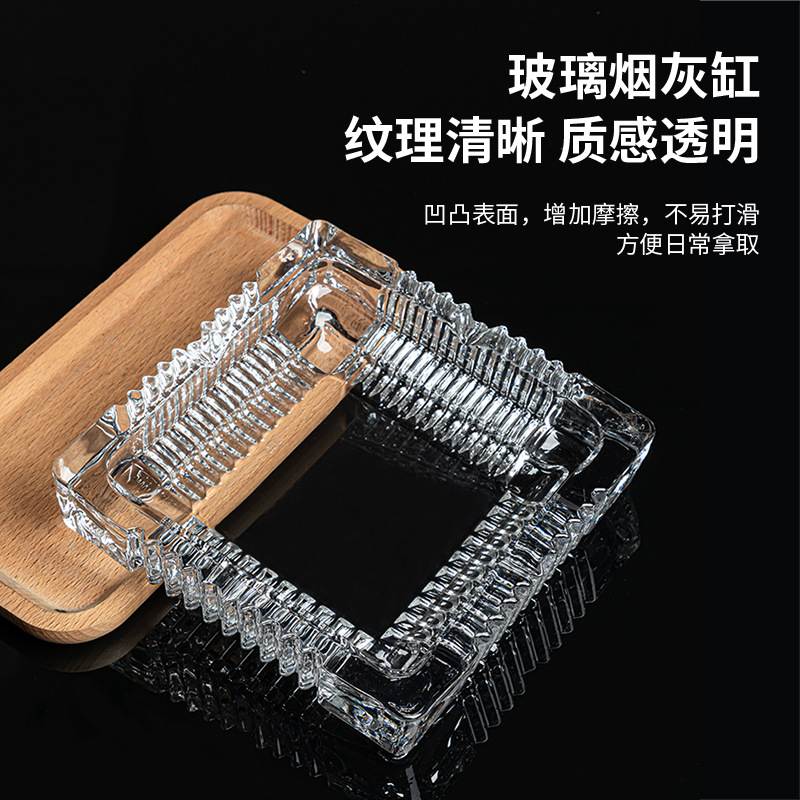 Picture of Deli Crystal Glass Ashtray Living Room Office Personalized Transparent Home Hotel Atmospheric small size Anti-Fly Ash