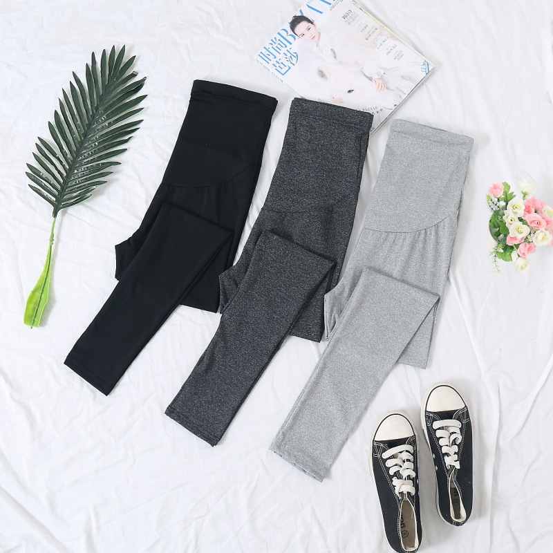 Picture of Large number of in stock thin spring and summer pregnant women solid color cropped pants autumn adjustable leggings pregnant women pants bottoming trousers