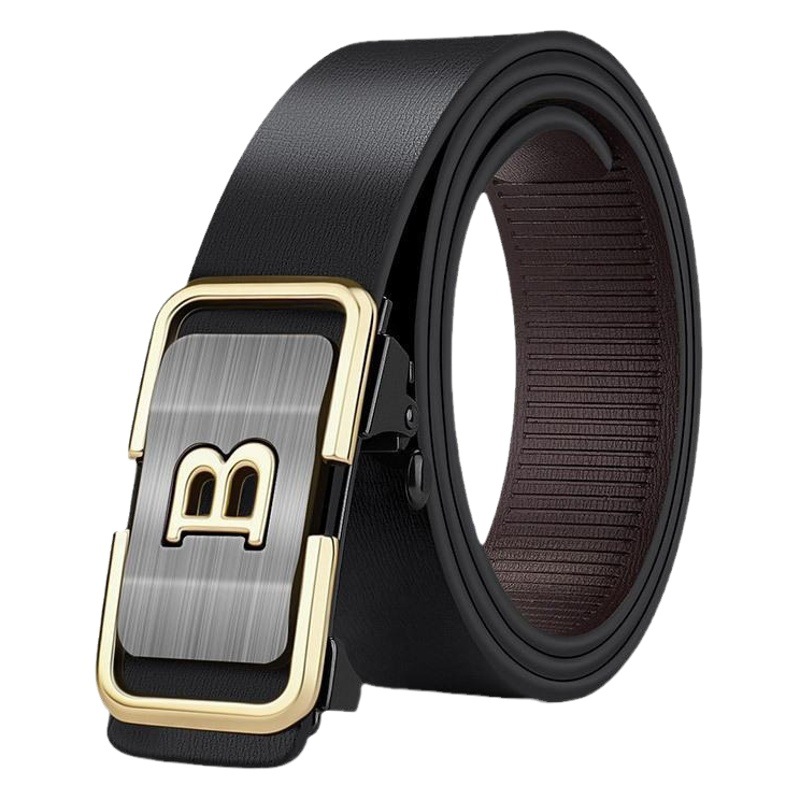 Doukuaishou popular Belt Men's toothless inner wear automatic buckle belt men's cowhide Belt Men's wholesale letter new