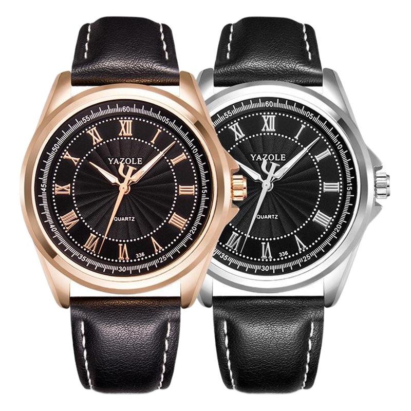 Yazole336 Business Men's Watch Quartz Watch Men's Watch Leather Luminous Fashion Manufacturer Watch Men's Watch Wholesale
