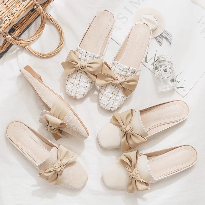 Baotou Half Slippers Women's Outer Wear Fashionable Non-slip All-match Flat Mueller 2024 Spring and Summer New Lazy Sandals