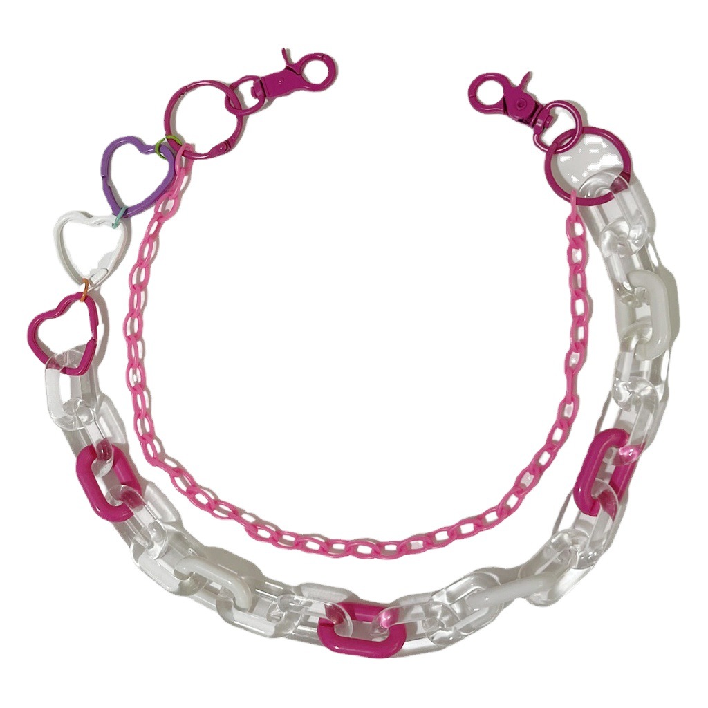 Europe and the United States cross-border Hip-Hop disco color love acrylic chain ins style with skirt decoration jeans hanging ornaments