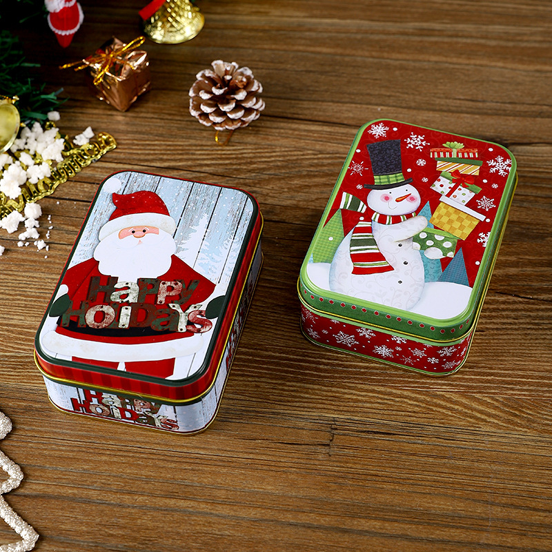 Christmas Mini Small Iron Box with Lid Gift Packaging Box Tinplate Biscuit Candy Box Accompanying Gift Empty Box