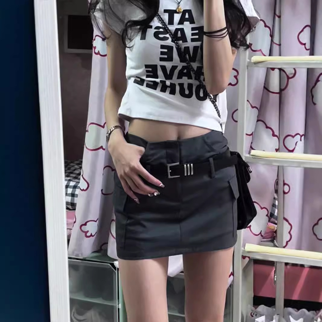 Grey Suit Hip Skirt Women's 2024 New High Waist Tight Hot Girl Sexy Slim A- Line All-Match Skirt