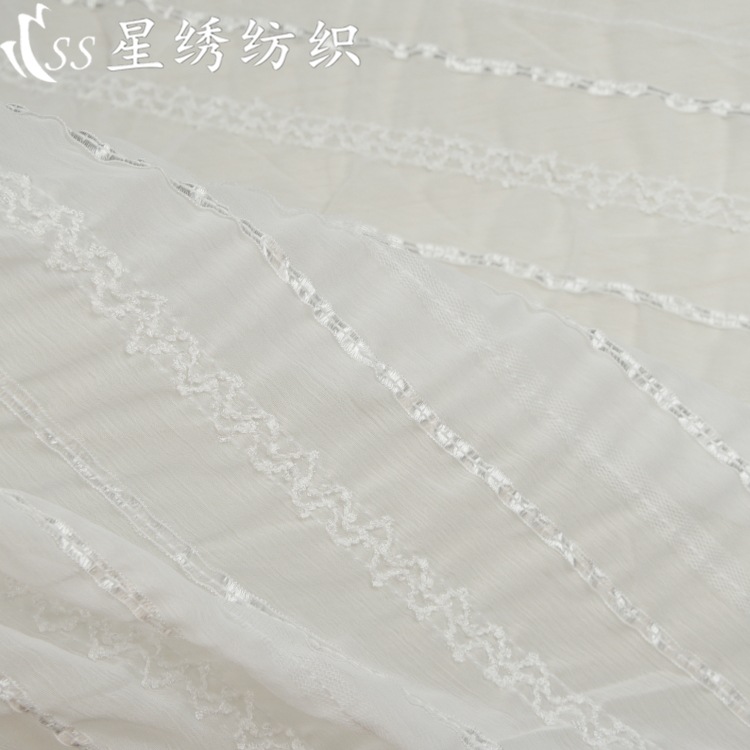 Picture of New Chiffon Wrinkle Embroidered Fabric Mesh Bright Silk Crocheted Fabric Soft Skin Friendly Women's Wear Sun-protective Clothing Shirt Fabric