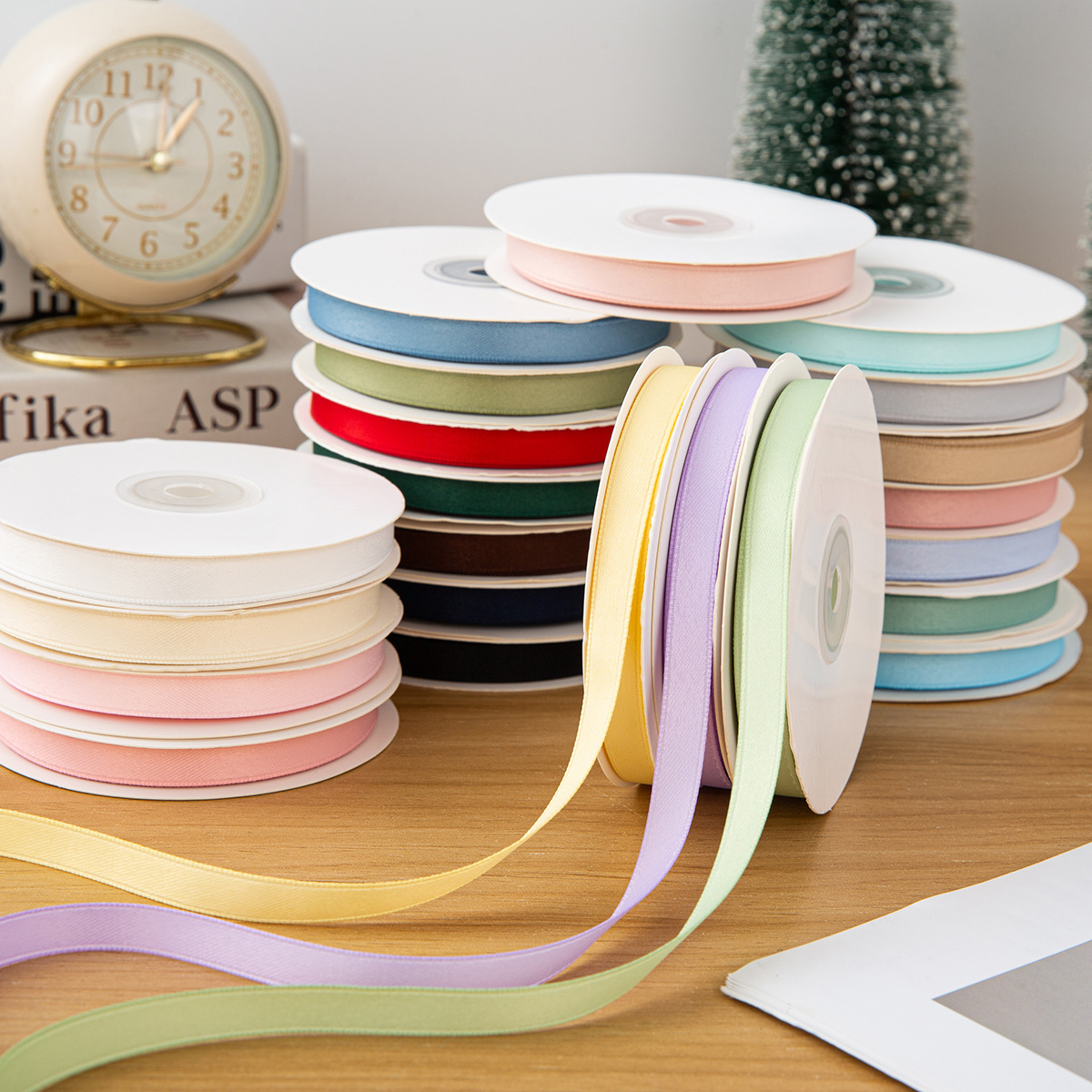 Korean Polyester-Cotton Webbing 1cm Matte Cotton Hair Accessories Bow Ribbon Clothing Accessories Handmade DIY Gift Packaging