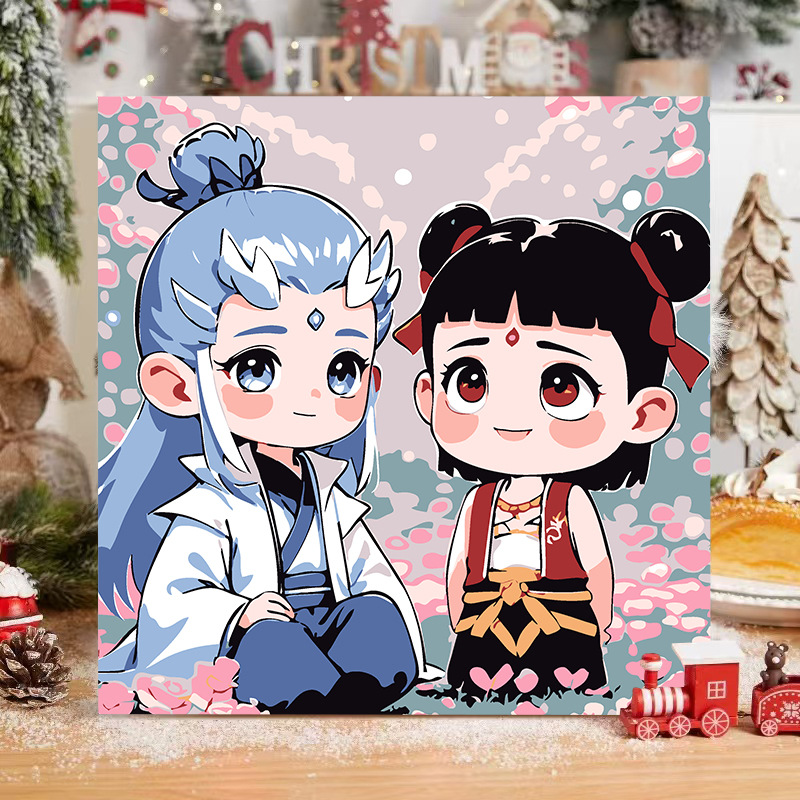Picture of The child prodigy of Naohai diy digital oil painting manual coloring animation Ao C Naozha oil painting decorative painting