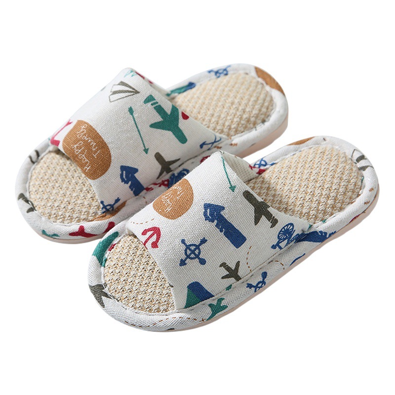 Linen Slippers for Boys and Girls Spring and Summer Soft Bottom Indoor Non-Slip Wear-Resistant Household Baby Cotton Linen Slippers Spring and Autumn for Men