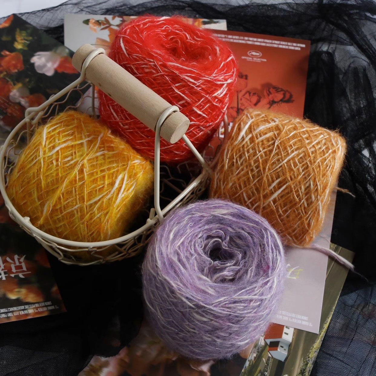 Factory wholesale xiangfeng young mahair yarn magic color small belly yarn hand mixed line DIY hand crocheted fashion materials