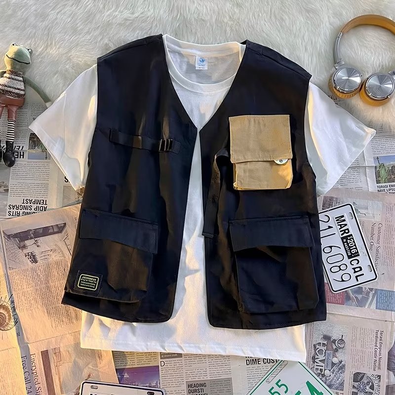Picture of Men's and women's medium and large children's workwear vest versatile street shot hip hop watch performance vest top parent-child DIY printed logo