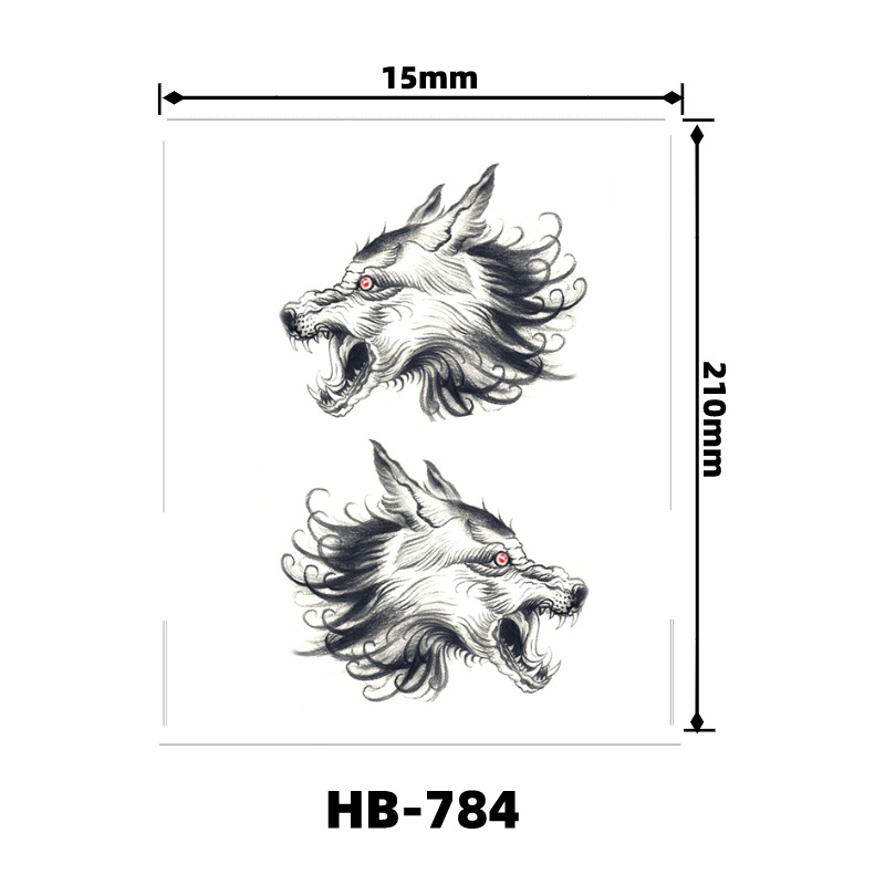 Picture of Factory wholesale tiger blood wolf head tattoo stickers to map custom small fresh English letters cartoon pattern stickers