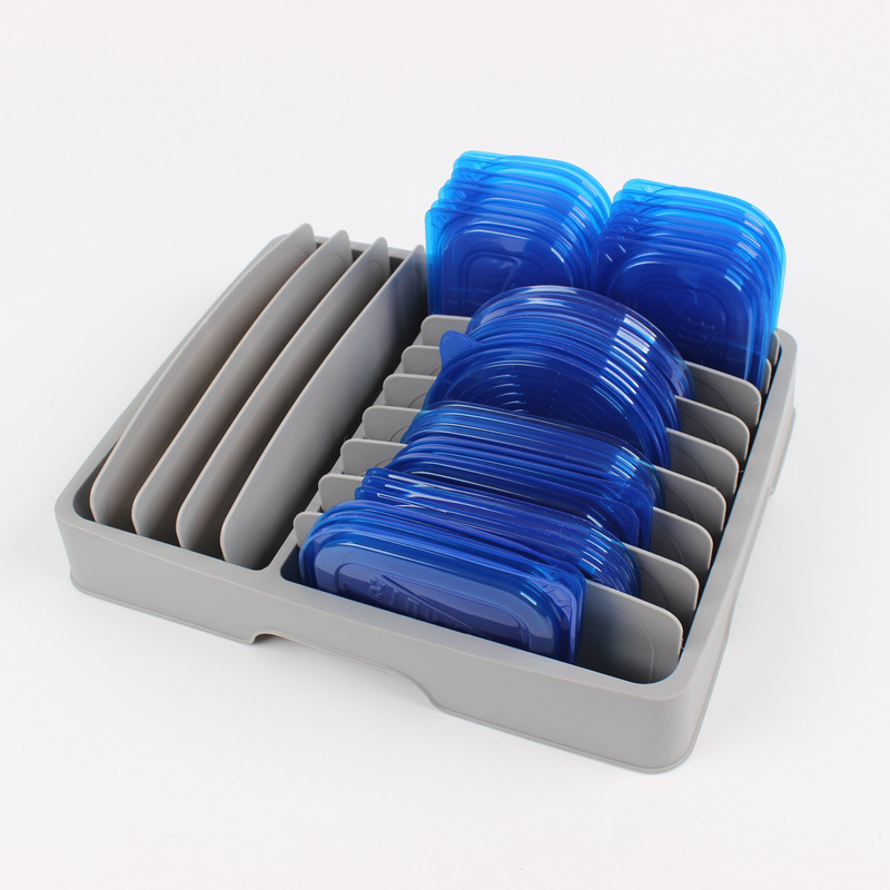 Cross-Border Direct Supply Food Container Lid Storage Box Size Adjustable Plastic Lid Storage for Kitchen Storage