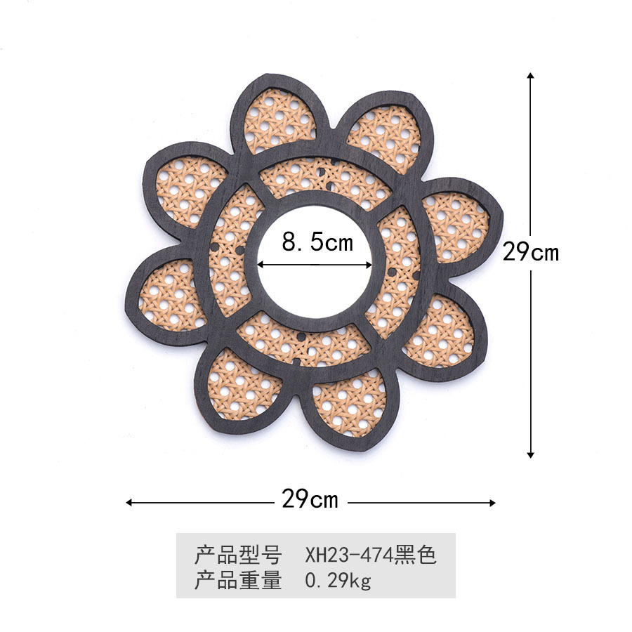 Picture of Flower Mirror Imitation Rattan Wall-mounted Hand-woven Hotel Bar Living Room Creative Wall Hanging Wall Decorations