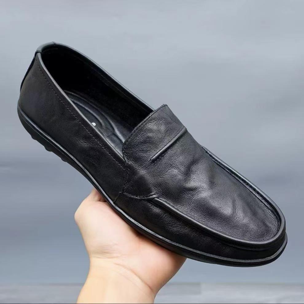 Casual Leather Shoes for Men 2025 Summer New Versatile Slip-On Soft-Soled Men's Beanie Leather Shoes Lazy Driving Shoes Leather Shoes